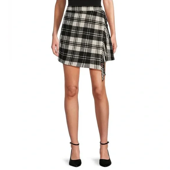 NWT - Antonio Melani Plaid Black and Cream Women's Mini Skirt - Picture 2 of 16